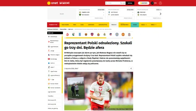 Así reaccionaron los medios de Polonia al caso Bogusz en Cruz Azul. (Przegląd Sportowy / Onet)