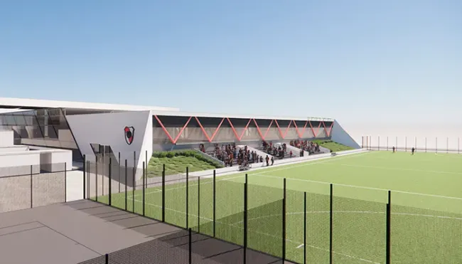 Render del polideportivo (Foto: Prensa River).