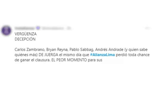 Hinchas de Alianza Lima enojados con los plantel en la fiesta. (Foto: Twitter).