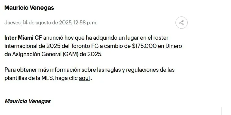 La última jugada de Inter Miami para cerrar a Gonzalo Piovi (Inter Miami)