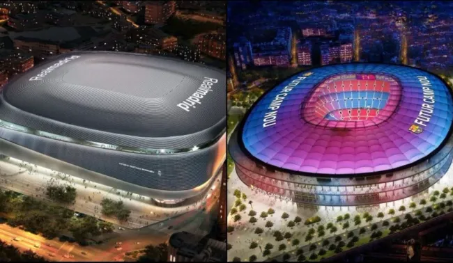 Panorama del nuevo Bernabéu y el nuevo Camp Nou: TW