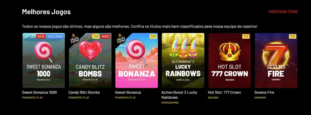 Diversos jogos estão disponíveis no cassino KTO.