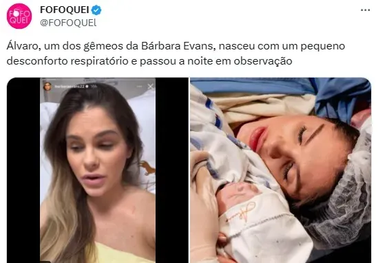 Bárbara Evans teve gêmeos