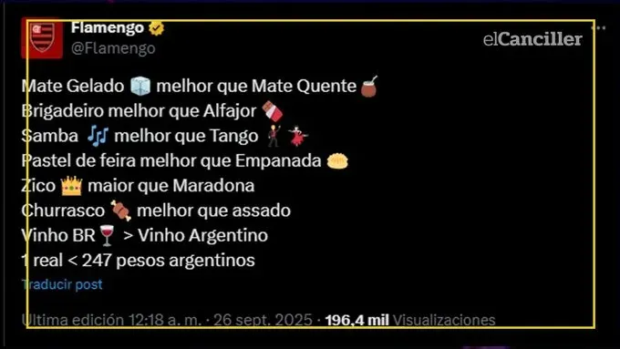 El polémico posteo de Flamengo que desató molestia en redes sociales. Luego lo borró.