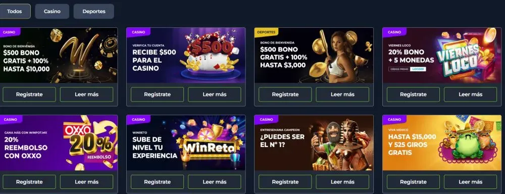 Winpot bonos y ofertas