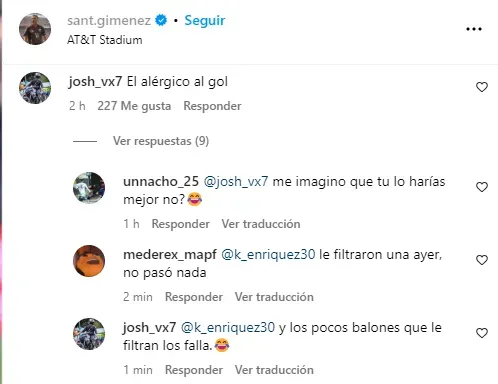 Comentarios en contra y a favor de Giménez