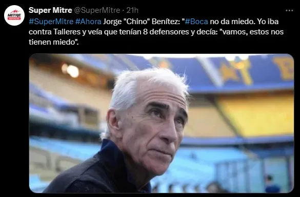 Chino Benítez, durísimo con Boca. (Captura)