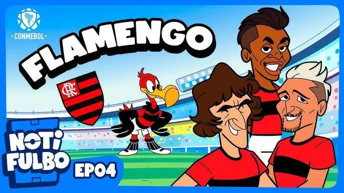 Libertadores do Flamengo em desenho animado da Conmebol. Foto: Reprodução