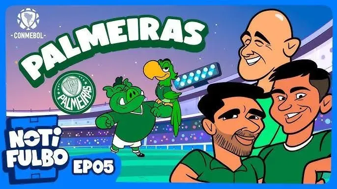 Libertadores do Palmeiras em desenho animado da Conmebol. Foto: Reprodução