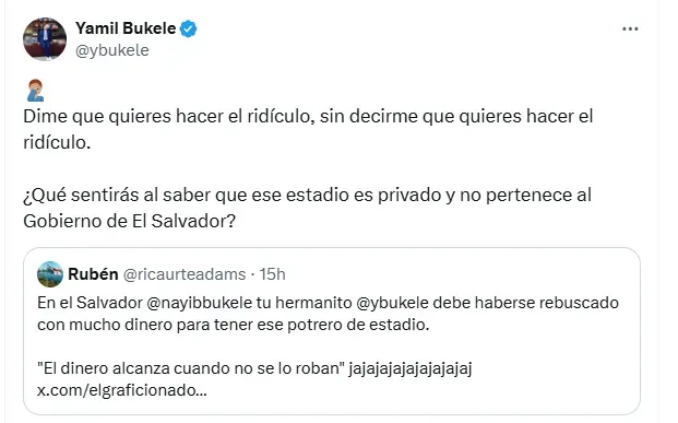 La respuesta de Yamil Bukele.