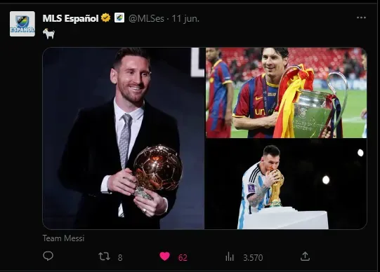 La MLS elige a Messi como el GOAT (Foto: Twitter / @MLSes)
