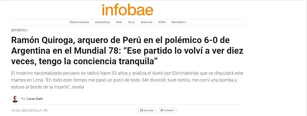 Entrevista integral de Infobae a Ramón Quiroga. (Foto: Infobae).