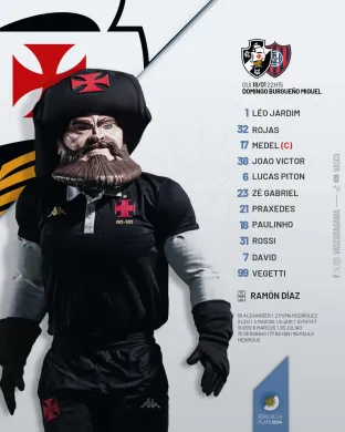 Escalação do Vasco para a partida contra o San Lorenzo. Foto: Rede Social X / Vasco