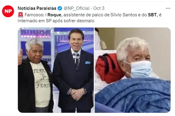 Ajudante de Silvio Santos, Roque é internado em São Paulo