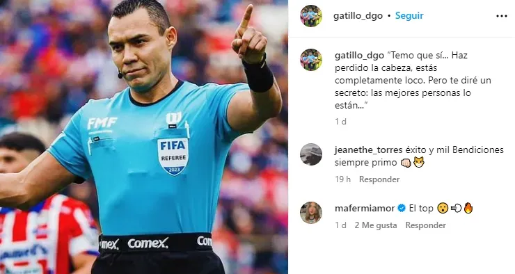 El irónico mensaje del árbitro en Instagram. [Foto Redes Sociales]