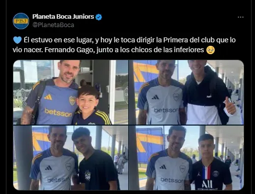 Fernando Gago, con los juveniles en el Predio.