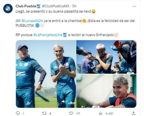 Lucas de los Santos es el nuevo de la Franja del Puebla para la temporada 2023 de la Liga MX. Foto: TW Puebla