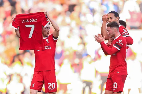 Jota le dedicó su gol a Luis Díaz. | Foto: Getty Images