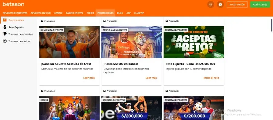 Código promocional Betsson y otras ofertas.