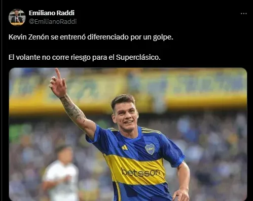 Zenón se entrenó diferenciado.