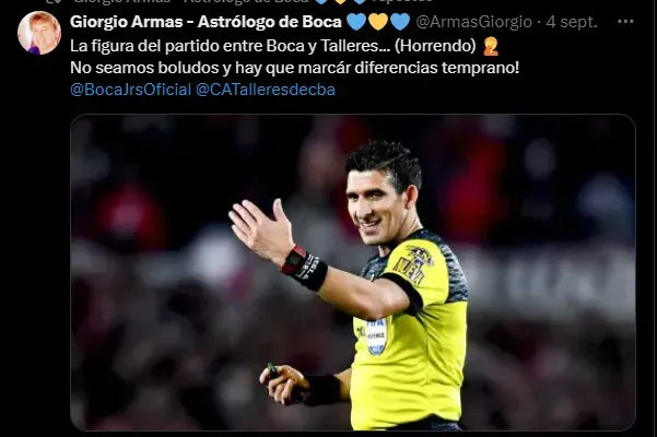 La fuerte advertencia del astrólogo de Boca. (Captura)