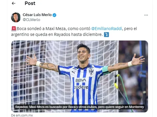 La respuesta de Meza a Boca.