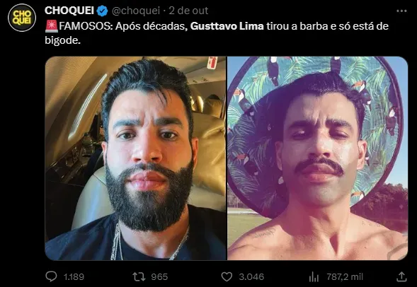 Foi pegadinha? Após foto de bigode, Gusttavo Lima aparece de barba