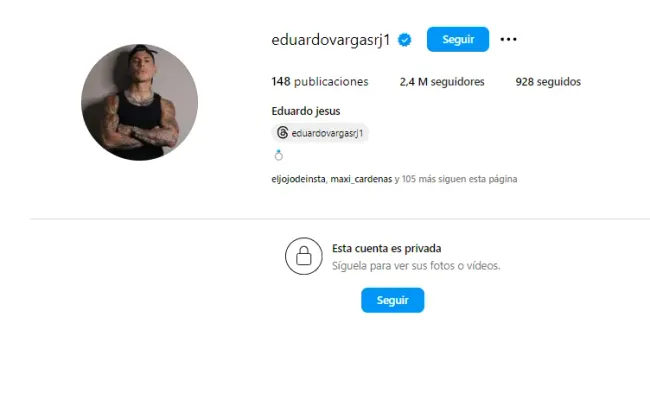 Eduardo Vargas decidió poner en privado su Instagram tras su mensaje en la selección chilena. | Foto: Captura.