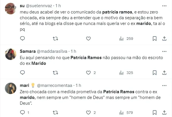Fãs reagem a denúncia de Patrícia Ramos – Foto: Twitter