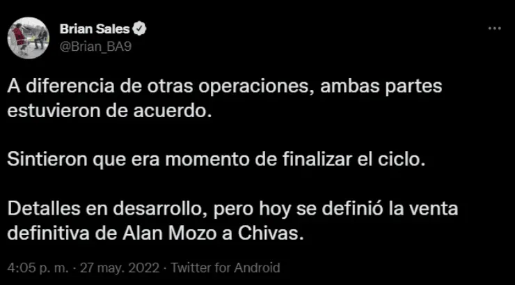 El anuncio se haría oficial en las próximas horas. Créditos: @Brian_BA9