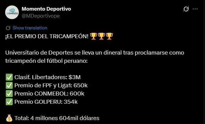 Fuente: @MDeportivope