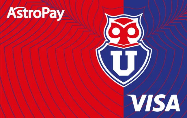 Esta es la tarjeta de débito de Universidad de Chile de la mano de AstroPay que pueden adquirir los hinchas. Foto: AstroPay.