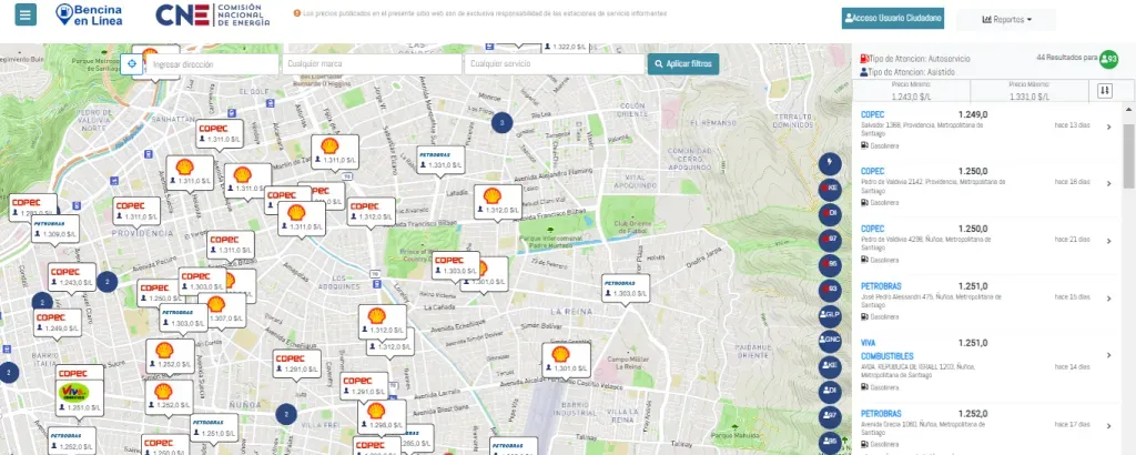 Busca las las gasolineras más económicas de tu sector en Bencinaenlinea.cl.