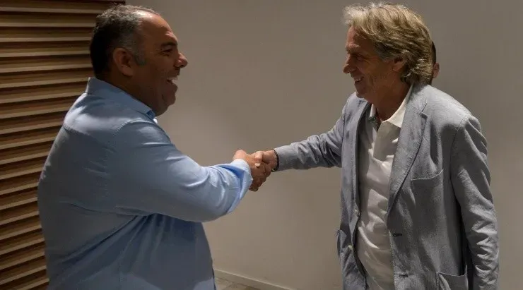 Marcos Braz e Jorge Jesus já iniciaram o processo de renovação. Foto: Alexandre Vidal – Flamengo