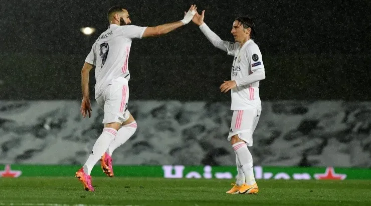 Jogadores do Real Madrid comemoram gol no Alfredo Di Stéfano (Foto: Getty Images)