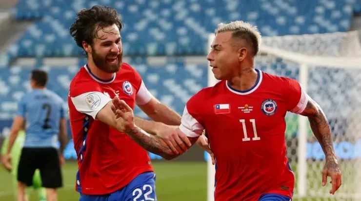 Jogadores do Chile comemoram gol pela Copa América (Foto: Getty Images)