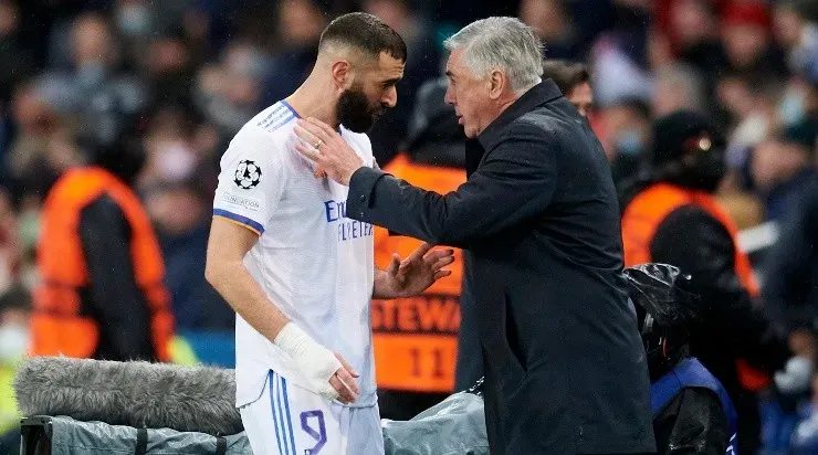 Foto: Jose Breton/Pics Action/NurPhoto via Getty Images/França – Benzema e Ancelotti: técnico destacou a boa fase do francês