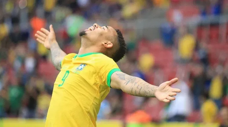. Foto: Guilherme Hahn/AGIF – Jesus foi o camisa 9 do Brasil em 2018.