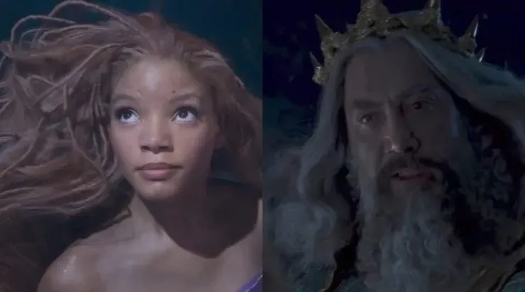 Halle Bailey e Javier Bardem em cena de A Pequena Sereia - Foto: Disney