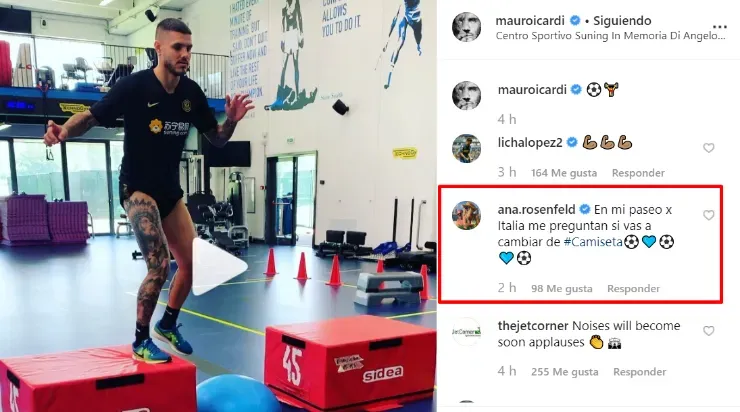 El comentario de Ana Rosenfeld en el video de Icardi. (Instagram)