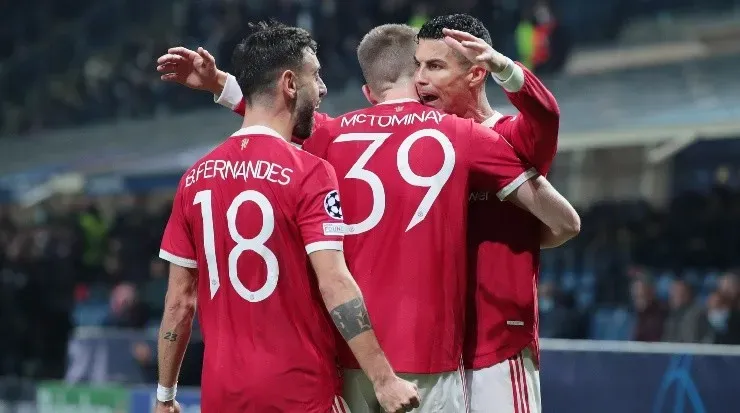 Jogadores do Manchester United comemoram gol (Foto: Getty Images)