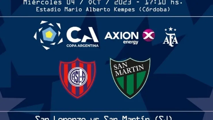 Cambio de día para el partido de Copa Argentina ante San Martin de San Juan