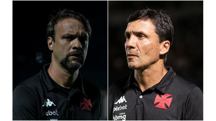 Fotos: (Thiago Ribeiro/AGIF/Jorge Rodrigues/AGIF) - Maurício Souza tem sido criticado pela torcida, e Quintero 'resgatou' Zé Ricardo para defender o atual técnico do Vasco
