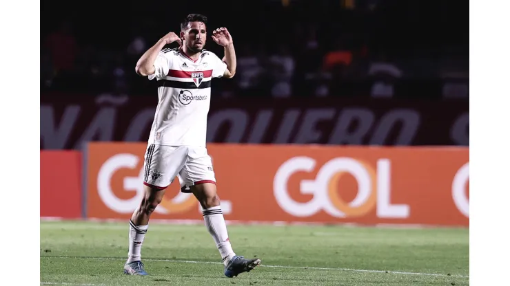 SP - Sao Paulo - 23/07/2022 - BRASILEIRO A 2022, SAO PAULO X GOIAS - Jonathan Calleri jogador do Sao Paulo comemora seu gol durante partida contra o Goias no estadio Morumbi pelo campeonato Brasileiro A 2022. Foto: Ettore Chiereguini/AGIF
