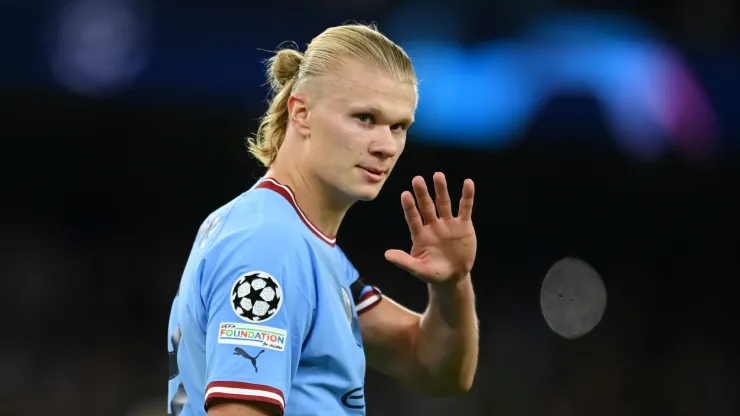 Michael Regan/Getty Images- Erling Haaland, atacante do Manchester City
