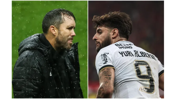 Fotos: (Pedro H. Tesch/AGIF/Marcello Zambrana/AGIF) - Eduardo Coudet, anunciado como novo técnico do Atlético, trabalhou com Yuri Alberto, do Corinthians, no Internacional
