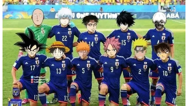 Foto: Reprodução Twitter/ TrollFootball - Memes de animes em jogo do Japão repercutem na web
