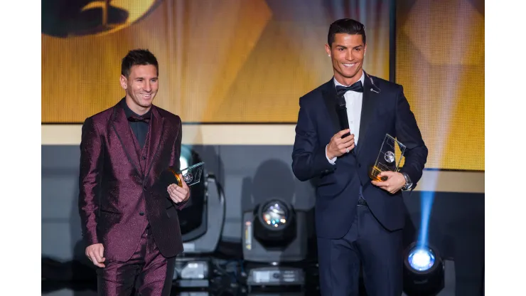 Philipp Schmidli/ Getty Images- Cristiano Ronaldo e Lionel Messi no FIFA Ballon d'Or Gala 2014
