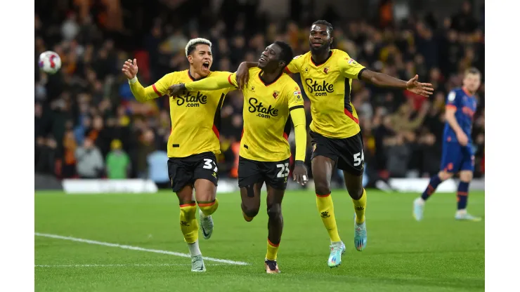 Justin Setterfield/ Getty Images- Matheus Martins em sua estreia pelo Watford
