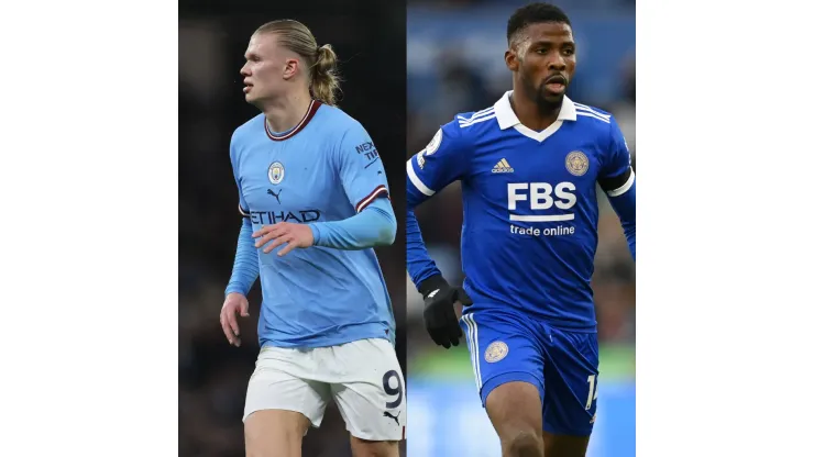 Clive Brunskill/Michael Regan/ Getty Images- Haaland (Manchester City) e Iheanacho (Leicester City)
